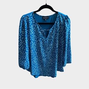 NEW Fortune + Ivy x Stitch Fix blue pattern 3/4 sleeves blouse, medium